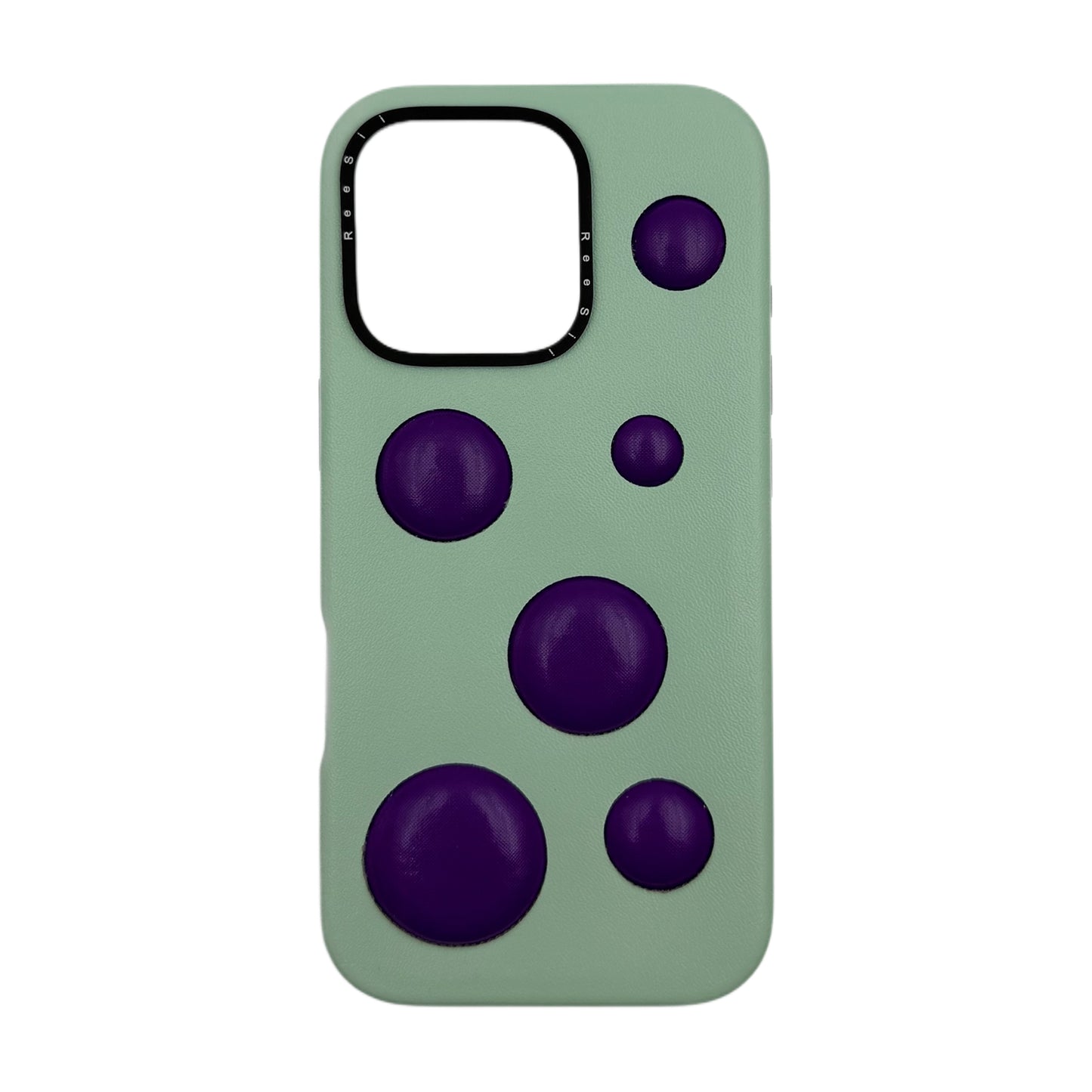 Light Beige Leather iPhone Case with Terracotta Grip Dot