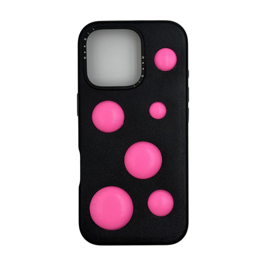 Light Beige Leather iPhone Case with Terracotta Grip Dot